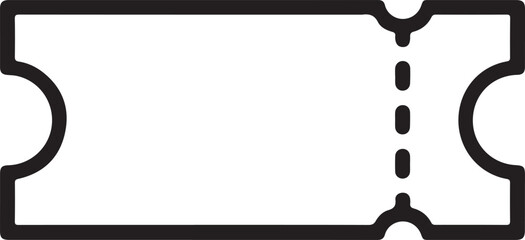 Simple outline icon of a blank ticket for events and admissions