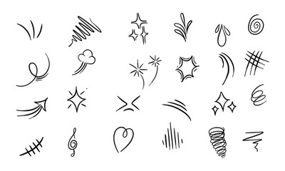 Hand-Drawn Doodle Set of Various Shapes and Symbols