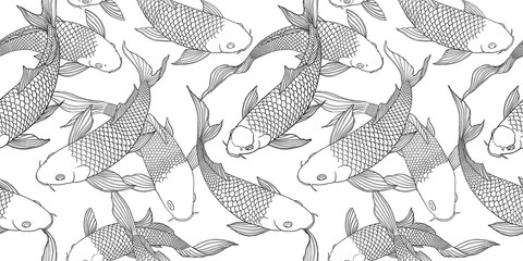 long pattern modern koi carp pattern image that can be connected on all sides for use in decorative design.	
