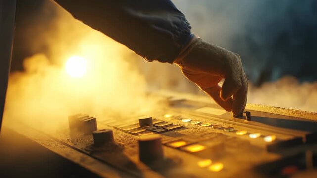 Technician fine tunes abrasive regenerator controls in a workshop during an industrial process