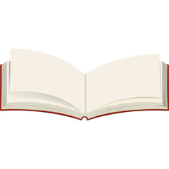Open Blank Book With Red Cover And Cream Colored Pages On A White Background