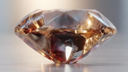 Sparkling diamond gemstone with facets brilliant cut on neutral surface - Powered by Adobe