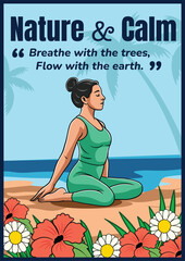 Yoga poster design illustration with simple design