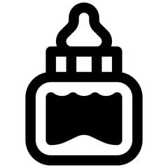 Fototapeta premium Feeding bottle. Outlined stroke vector icon with black-filled details.