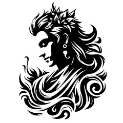 Silhouette of a fiery man