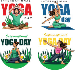 Set logo for International yoga day 
