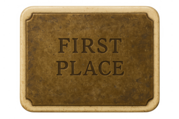 First place award plaque displaying success and achievement, celebrating victory and championship