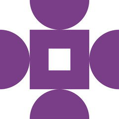 Abstract Geometric Purple Symbol With Square And Semi Circles On Transparent Background Minimalist Design