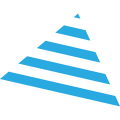 Abstract Geometric Pyramid Shape With Blue Stripes On Transparent Background