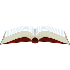 Open Book With Red Cover and White Pages Filled With Blue Lined Text Isolated on a Transparent Background