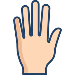 Open Hand Palm Facing Forward With Five Fingers Extended And Blue Outline Against Transparent Background