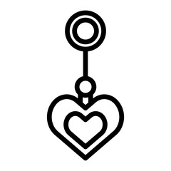 Heart Keychain Vector Line Icon Design