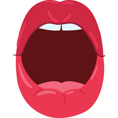 Open Mouth With Red Lips Showing Teeth and Tongue Against a White Background Symbolizing Expression Emotion and Communication