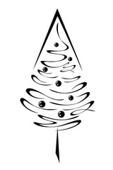 stylized Christmas tree with Christmas balls