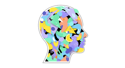 Unlock your creativity with this vibrant abstract head illustration, perfect for mental health awareness campaigns or innovative design projects now