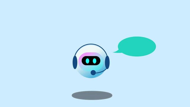 Futuristic AI Robot Providing Online Support Loop Animation.