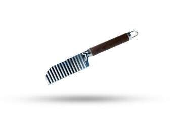 Professional Crinkle Cut Knife with Dark Wooden Handle and Wavy Blade for Food Preparation