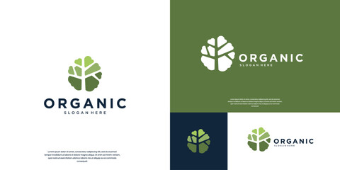 botanical logo with a tree concept in negative space style, nature conservation, symbol of freshness and relaxation, graphic design template.