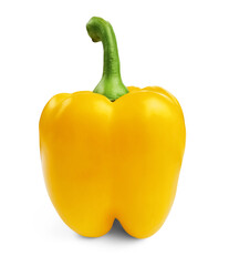 Whole yellow bell pepper with green stem