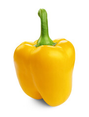 Whole yellow bell pepper with green stem