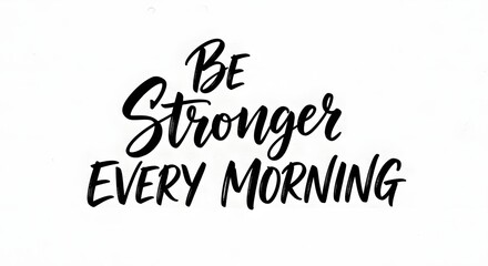 Inspirational quote in bold handwritten font that encourages strength and positivity to start each day with motivation and confidence every morning
