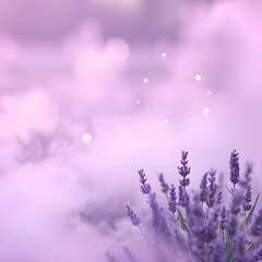 Naklejka premium 몽환적 보라색 구름 과 라벤더장식Dreamy purple clouds and lavender decorations 