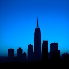 Obraz premium 배경 위 도시 모양의 고층건물 실루엣silhouette of a high-rise building in the shape of a city in the background
