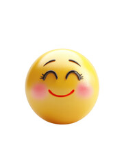 Fototapeta premium Smiling emoji face with blush and closed eyes