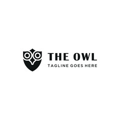 Minimalist Geometric Owl Head with Shield Shape for modern education security logo design