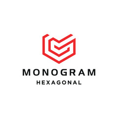 Modern initial letter M G C with geometric Style line Hexagonal for modern business marketing logo design