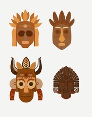 African Tribal Mask Collection Ethnic Art and Cultural Heritage Illustrations