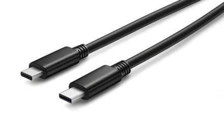 long type-c cable on a transparent background, 