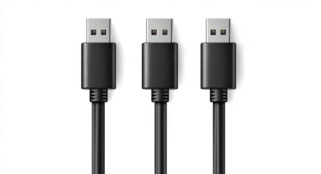 long type-c cable on a transparent background, 