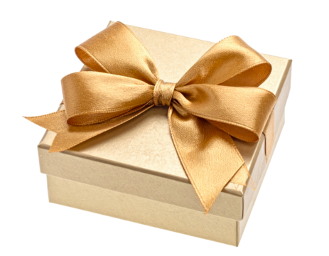 gift box golden colour clipping isolated on transparent png