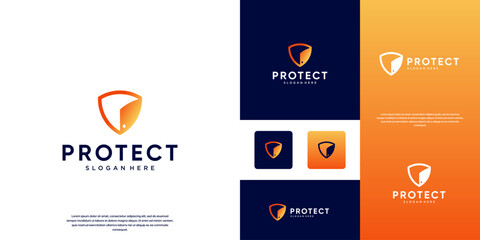 smart security logo based on technology, entrance, protection system, vector graphic design.