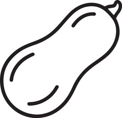 Simple outline drawing of a butternut squash vegetable