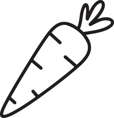 Simple hand drawn outline of a carrot vegetable