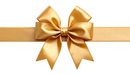 bow rinbbon golden colour decorative gift present isolated on transparent png