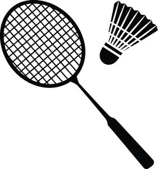 badminton racket with shuttlecock isolated Vector illustration silhouette 