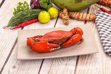 Hot fresh Boiled red crab