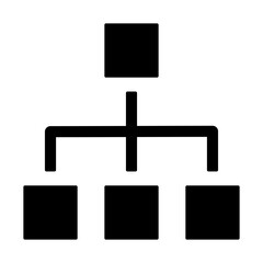 Black single org hierarchy icon, simple team management flat design vector pictogram, infographic interface elements for app logo web button ui ux isolated on white background