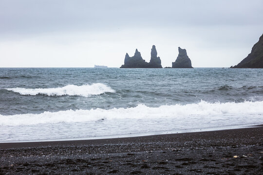 Sea stacks and black sand beach, Vik, Iceland