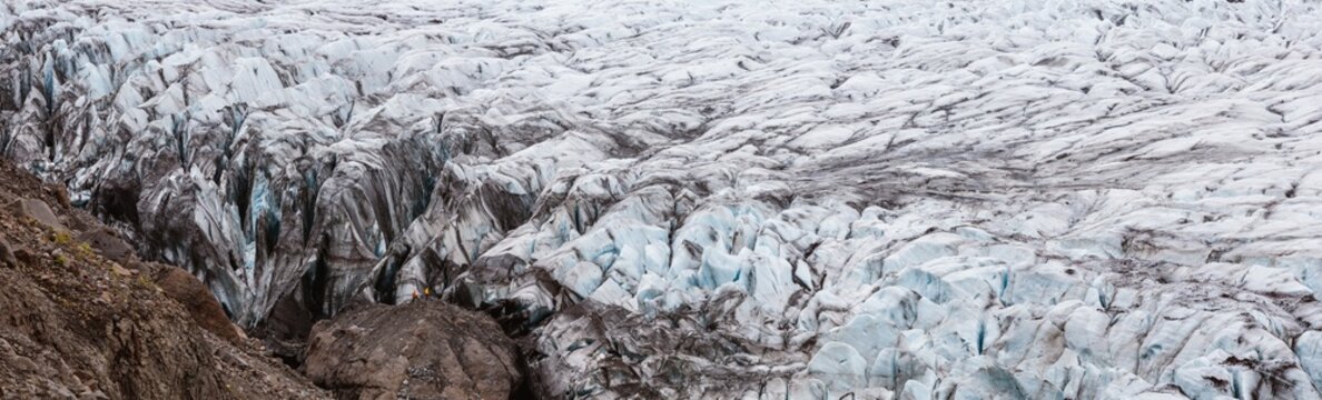 Panoramic of glacier in south Iceland