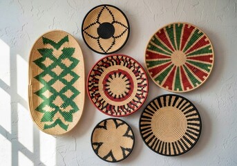 easter eggs in a basket, Handwoven African Wall Baskets – Boho Wicker Decor for Home & Interior Design