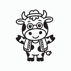 Fototapeta premium Cute cartoon cow with glasses