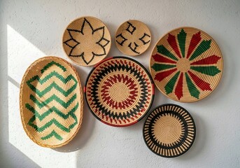 easter eggs in a basket, Handwoven African Wall Baskets – Boho Wicker Decor for Home & Interior Design