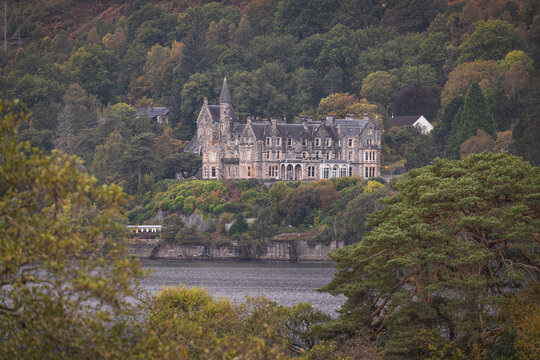 old castle in skye island in autumn
