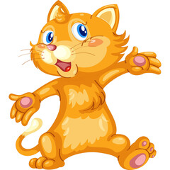 Orange Cartoon Cat Character Playful Expression Transparent Background
