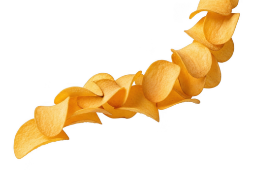 Crispy Potato Chips Snack Food Pile On Transparent Background