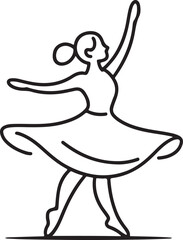 Elegant line art of a woman in a dancing pose